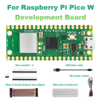 1 комплект зеленой печатной платы Wifi RP2040 Микроконтроллер для Raspberry Pi Pico W Плата разработки расширена для комплекта перемычек