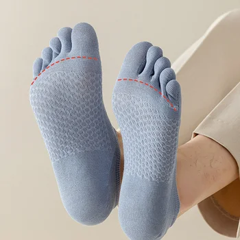 1 пара мужских модных носков с открытым носком, впитывающих пот, хлопковые дышащие невидимые короткие носки на лодыжках, эластичные мужские носки на палец