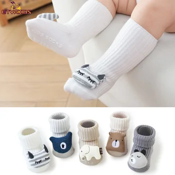 1 пара Осенне-зимних хлопчатобумажных 3D мультяшных кукольных носков с животными для младенцев, новорожденных Девочек и мальчиков, Противоскользящие носки для пола, раздача