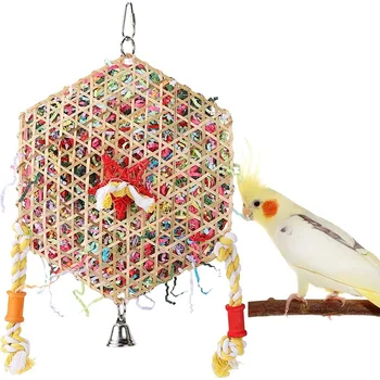 1 шт. Игрушки для укуса попугая, игрушка для скалолазания, жевательная игрушка для птиц, измельчитель цветной бумаги, сплетенный из бамбука для неразлучников, какаду