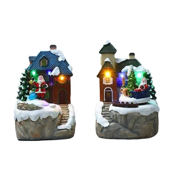 1 ШТ. светодиодный светильник Рождественский снежный домик, деревня, светящийся орнамент, поделки, Домашний Рождественский декор, B