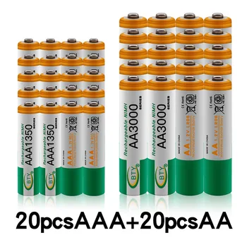 100% новый аккумулятор 1,2 В AA 3000 мАч NI-MH Akkus + AAA batterie 1350 мАч Перезаряжаемый аккумулятор NI-MH 1,2 В AAA batterie