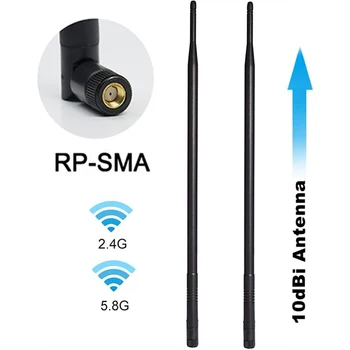 10dBi WiFi Bluetooth Антенна Двухдиапазонная Всенаправленная Антенна 2,4 ГГц 5 ГГц RP-SMA Штекер Дальнего Действия для Беспроводного Wi-Fi Маршрутизатора Net