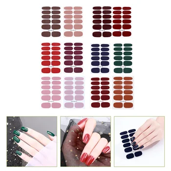 12 листов оберток Цветные наклейки для ногтей, клейкие наклейки для ногтей, обертывания для ногтей для женщин (в комплекте пилочка для ногтей)