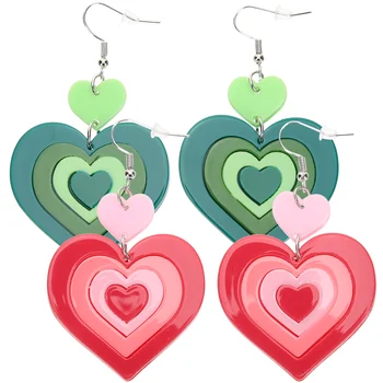 2 Пары женских сережек в виде сердечек с подвесками для девочек-подростков, акриловые украшения Fun Miss Jewelries