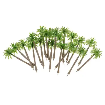 20 зеленых мини-моделей из кокосовой пальмы для декораций Ландшафтный макет 1/250