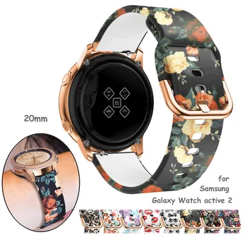 20 мм ремешок для часов Samsung Galaxy Watch 3 41 мм active 2/42 мм Gear S2/Sport band Печатный силиконовый браслет Amazfit bip gts