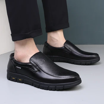 2023 Мужская обувь из натуральной кожи 38-46, кожаные мягкие противоскользящие резиновые лоферы, мужская повседневная обувь из натуральной кожи