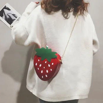 2023 Новая модная корейская версия, цепочка, мультяшная девочка, клубничная сумка через плечо, дизайнерская сумка, роскошный мини-кошелек и сумка для телефона