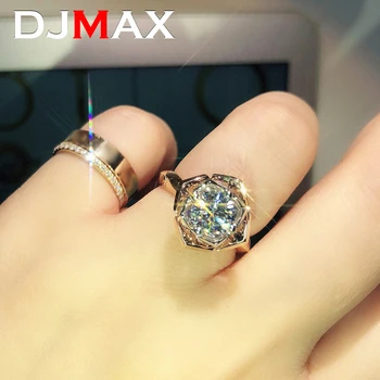2023 Новые DJMAX Оригинальные женские элегантные кольца с бриллиантами из сверкающего серебра 925 пробы с муассанитом в 1 карат для женщин