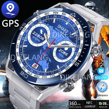 2023 Новый NFC ECG + PPG Bluetooth Вызов Smartwatch GPS Трекер Движения Браслет Фитнес Для Huawei Watches Ultimate Smart Watch Men