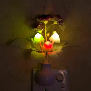2023 Новый Сиреневый Светодиодный Ночник Лампа Красочная Розовая Грибная Лампа Романтическое Сиреневое Ночное Освещение для Домашнего Художественного Декора US/EU Plug