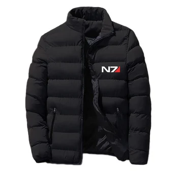 2023 Осень-зима N7 С логотипом Mass Effect, Однотонное удобное модное пальто, мужская теплая стеганая куртка на молнии для предотвращения простуды
