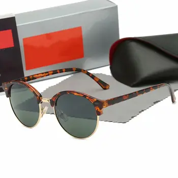2023 Роскошные солнцезащитные очки Солнцезащитные очки для женщин Модные оттенки для мужских солнцезащитных очков Винтажные круглые солнцезащитные очки в полурамке с оригинальной коробкой