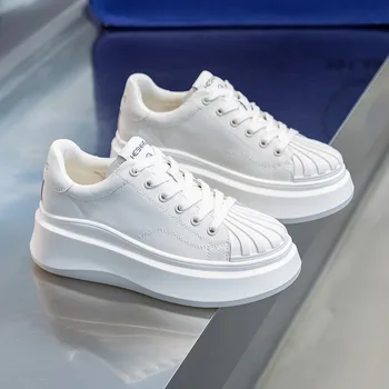 2023ss Luji Leather Shell Head, Белые кроссовки для женщин, женская осенне-зимняя обувь, новая толстая подошва, повседневная спортивная обувь для настольных игр