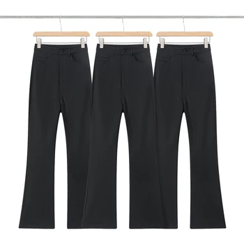 23SS Винтажные высококачественные черные повседневные брюки-клеш, мужские женские брюки на молнии, спортивные брюки, оптовая продажа одежды