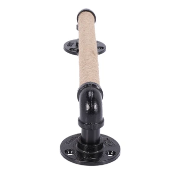 2X Мебельная ручка из труб в индустриальном стиле, Раздвижные Деревянные дверные ручки для сарая, черная винтажная ручка из кованого железа, веревка