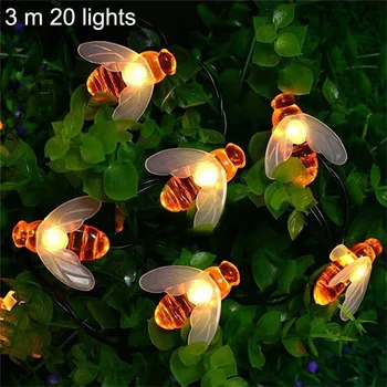 3 М 20 светодиодных гирлянд Bee Fairy, Гирляндные лампы на батарейках Для наружного украшения Рождественской гирлянды, Гирлянда для забора