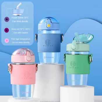 350/420 мл, соломенная чашка для девочек, Стеклянная чашка для воды, чувствительная к температуре, меняющая цвет Силиконовая чашка, Пластиковый детский чайник