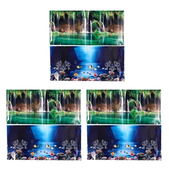 3X Синий фон с пресным морем, плакат с океанским пейзажем, фон для аквариума с рыбками