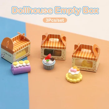 3шт Миниатюрная коробка для десерта в кукольном домике 1: 12, коробка для торта, тостов, игрушка для декора кукольного домика (только коробка)