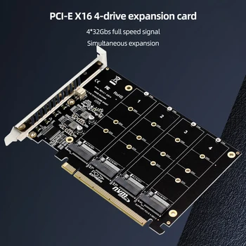 4-Портовый M.2 NVME SSD Для PCIE X16 Reader Карта Расширения Хост-контроллера 4x32 Гбит/с Карта Расширения PCIE Split/PCIE RAID СВЕТОДИОДНЫЙ Индикатор