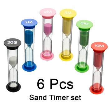 6шт Песочный Таймер Ассортимент Пластиковых Песочных Часов Таймер Красочные Песочные Часы Песочные Часы Маленькие 30 секунд/1 мин/2 мин/3 мин/5 мин/10 мин Песок