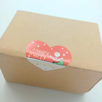 90 шт./лот Прекрасный Рождественский Снеговик, клейкая наклейка с сердечком из крафт-бумаги для выпечки, подарочные этикетки, наклейки