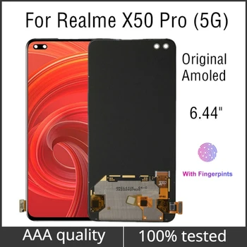 Amoled ЖК-дисплей Для Realme X50 Pro 5G ЖК-дисплей С Сенсорным Экраном и Цифровым Преобразователем В сборе Для Realme X50Pro RMX2075 RMX2071 RMX2076 LCD