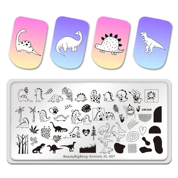 BeautyBigBang Милый Динозавр Пластина для Тиснения ногтей Животные Шаблон изображения для дизайна ногтей Трафареты для печати Инструменты для маникюра