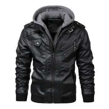 Bingchenxu 2023 Новые мужские кожаные куртки Осенняя повседневная мотоциклетная куртка из искусственной кожи, байкерские кожаные пальто, брендовая одежда