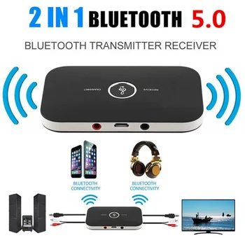 Bluetooth 5.0 Аудиопередатчик Приемник 2 В 1 3,5 мм Разъем RCA Стерео Музыка Беспроводной адаптер для автомобильных наушников Динамик ТВ ПК