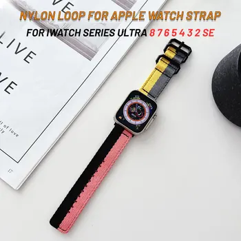 correa 41 мм для Apple Watch Series 9 Ultra 2 49 мм Нейлоновый ремешок с петлей iwatch 8 6 5 4 SE Эластичный Регулируемый ремешок для умных часов 45 мм