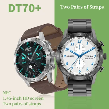 DT70 + Бизнес Смарт-часы Мужские 1,45 дюймов 454*454 HD Экран BT Вызов Воспроизведение Музыки Беспроводная Зарядка Пульсометр Smartwatch