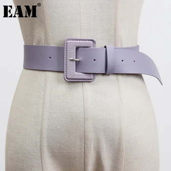 [EAM]  Искусственная Кожа Фиолетовый Многоцветный Длинный Широкий Пояс Личность Женщины Новая Мода Прилив Универсальные Весна Осень 2023 1DF2077