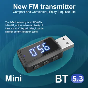 FM02 Автомобильное зарядное устройство Bluetooth 5.3 FM-передатчик автомобильный Bluetooth-приемник Автомобильный Bluetooth FM-передатчик USB-зарядное устройство автоаксессуары