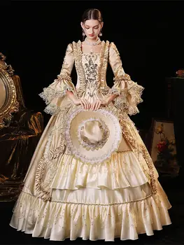 GUXQD, женские вечерние платья цвета Шампанского, Средневековый двор, блестки, Маскарадный костюм эпохи Возрождения, Театральные платья для выпускного вечера
