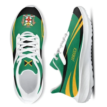 INSTANTARTS Дизайн флага Ямайки Брендовые кроссовки Зеленые Легкие Женские Повседневные Модные кроссовки для ходьбы