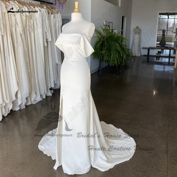 Lakshmigown Простое Свадебное платье принцессы Русалки с открытыми плечами 2024 Vestido Civil Пляжные свадебные платья с разрезом по бокам