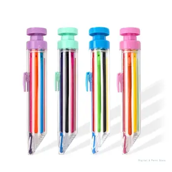 M17F Многоцветная Выдвижная Ручка Для Рисования Портативный Штабелируемый Вращающийся Карандаш 8 Цветная Нажимная Ручка Для Рисования Сборная Ручка Для Рисования