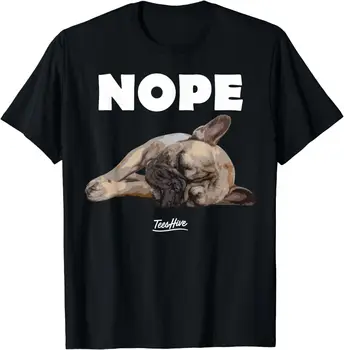 Nope French Bulldog - Мужская черная футболка с коротким рукавом в стиле французского любовника