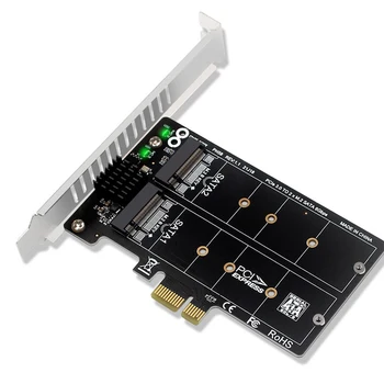 PH58 2 x M2 Карта адаптера SATA-PCIE Двухдисковая карта дисплея RAID-разветвитель Карта расширения PCIe X1 - NGFF M2 SATA SSD