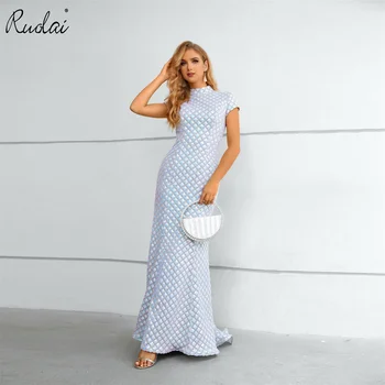 Ruolai Роскошные вечерние платья для женщин, вечерние платья с короткими рукавами в виде русалки из специальной ткани LDC6671
