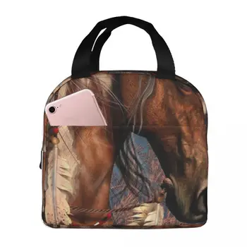 Spirit Indian War Horse Портативная изолированная Оксфордская сумка для ланча, Многоразовый ланч-бокс, Органайзер для ланча, Термосумка-холодильник