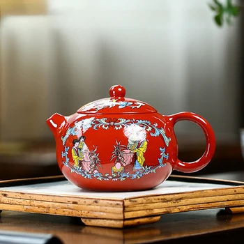 Tetera de arcilla púrpura Yixing clásica, de esmalte, Color hervidor de belleza, filtro, Infusor de de té chino Zisah, 400ml