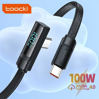 Toockipd 100 Вт 90 Градусов USB Type C Кабель к USB C Быстрая Зарядка для Macbook Xiaomi Huawei OPPO Samsung Huawei Display Cable