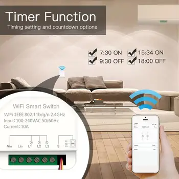 Tuya Wifi Mini Smart Switch 3 gang 100-240 В Таймер Переключает контроллер Умный дом Smart Life Работает с Alexa Google Home