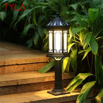 TYLA Black Solar Lawn Lamp Outdoor Ретро LED Водонепроницаемая классическая для дома виллы дорожки сада Солнечная