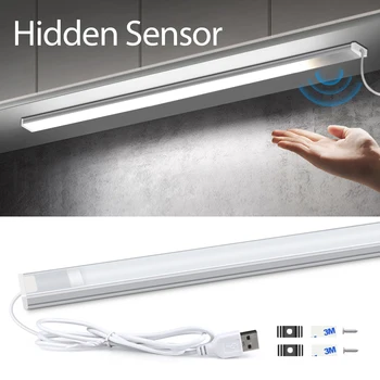 USB COB Светодиодная панель под шкафом, декор кухонного шкафа, уютное освещение в спальне, ночная лампа с датчиком движения, размахивающая руками