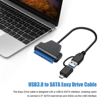 USB-SATA Внешний Жесткий Диск Последовательный USB 3.0 Type C SATA Конвертер 20/50 см Кабель-Конвертер Жесткого Диска для 2,5-Дюймового SSD Ноутбука